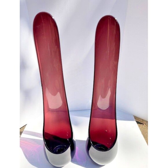 2 VTG Viking Glass Taperglow Amethyst  Candlestick Candleholder Purple 17.5" MCM - Picture 2 of 14